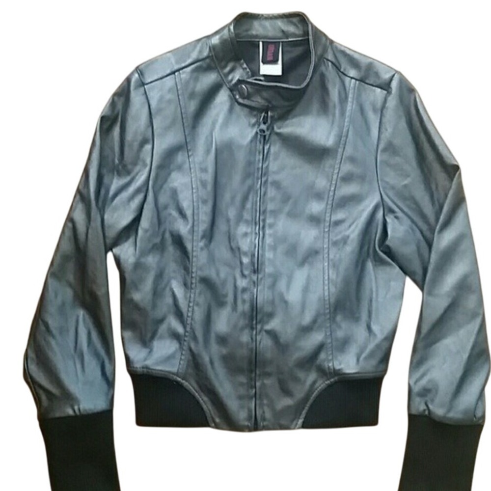 Urban Groove Girls Pewter Bronze Metallic Leather Look‎ Jacket Size 6